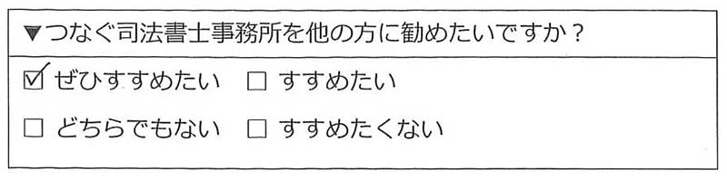 横浜市旭区50代女性 不動産名義変更のお客様の声