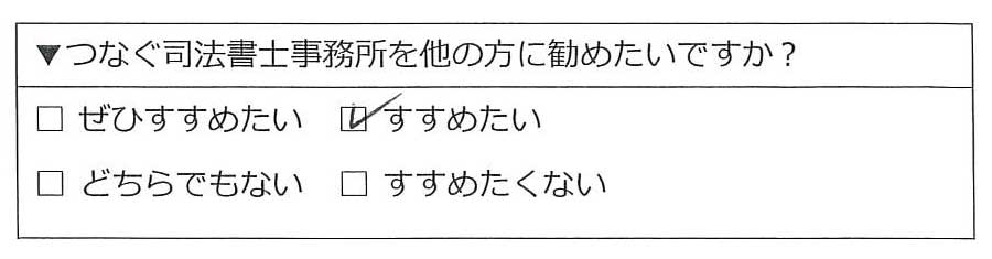 横浜市旭区50代女性 相続のお客様の声
