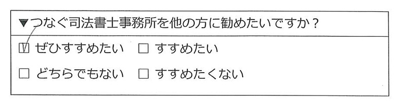 横浜市保土ケ谷区 70代女性 相続のお客様の声